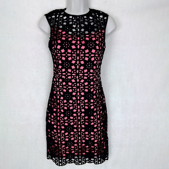 B Darlin Laser Cutout‎ Mini Dress Size S (3/4) in Black and Pink - Picture 1 of 14